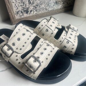 Steve Madden Melanie Bone Leather Slide Sandals 7.5